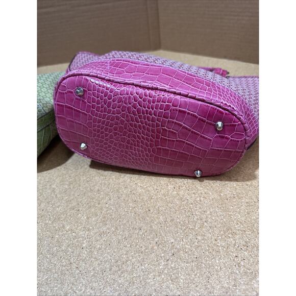 NOS Nine West Mini Tote Bags Purses Set of 2 Pink & Green Organizer Style - Picture 12 of 16
